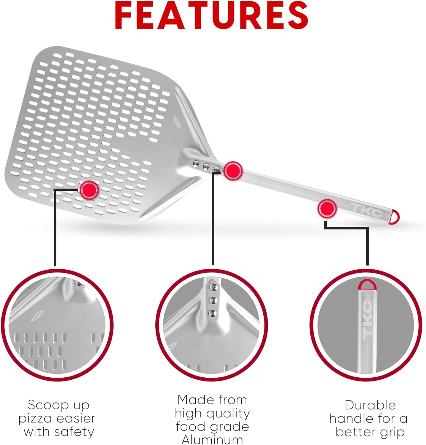 12" Perforated Pizza Peel | Aluminum